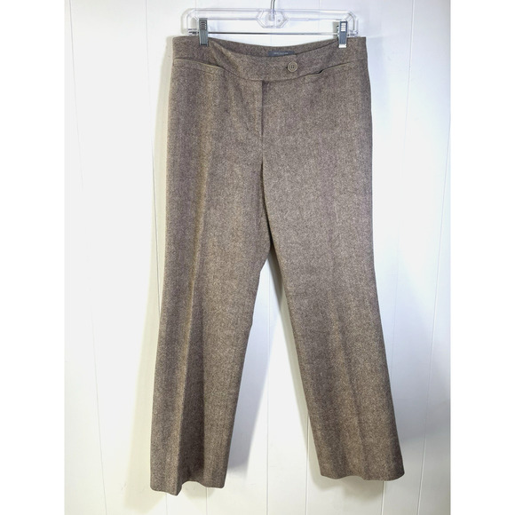 Ann Taylor Factory Trousers Wool Blend Dress Pants Size 8 Petite Heather Brown - Picture 1 of 11